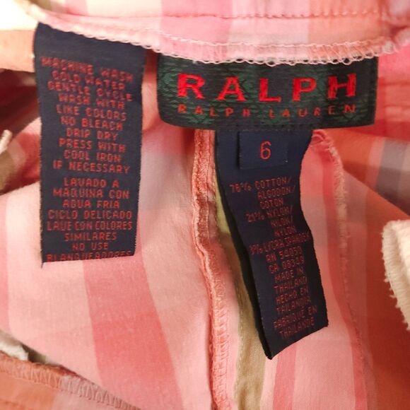 Vintage Ralph Lauren Womens 6 32x19 Pink Plaid Cropped Golf Stretch Pants Capris - Picture 5 of 8